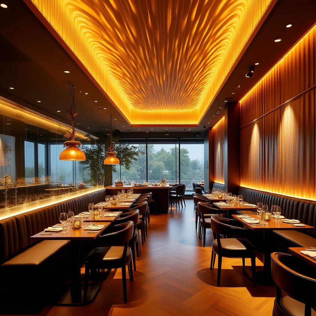 Restaurace s dekorativním stropem